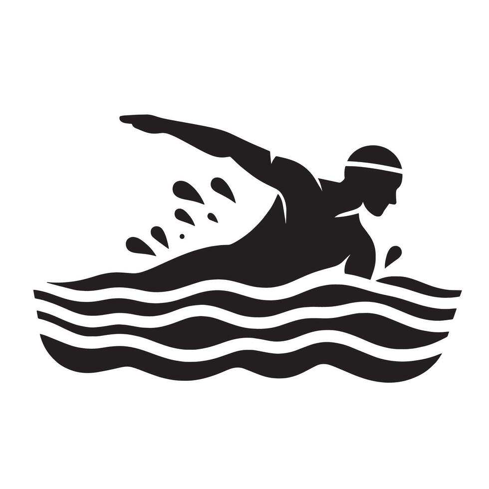 silhouette swimmer swimming on the pool vector