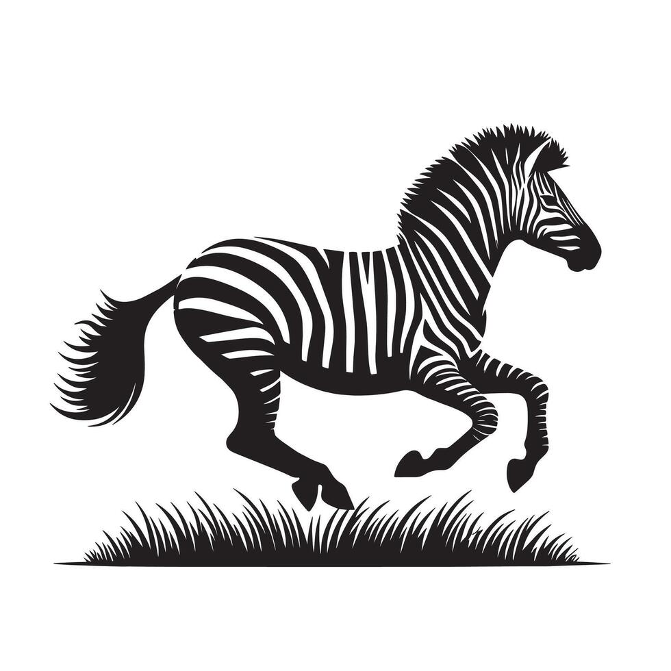 silhouette running of zebra vector