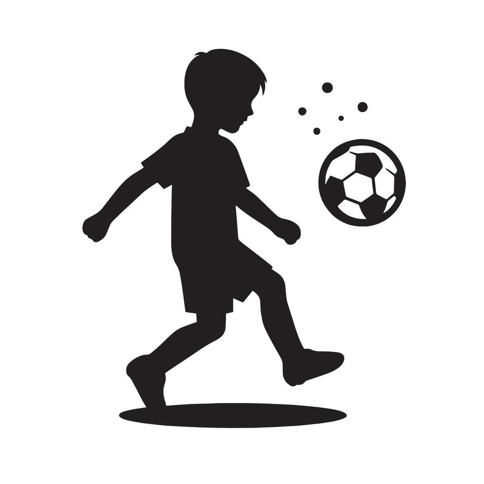 silhouette kid or boy playing ball vector