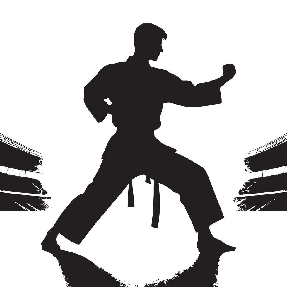 silhouette karate being training vector