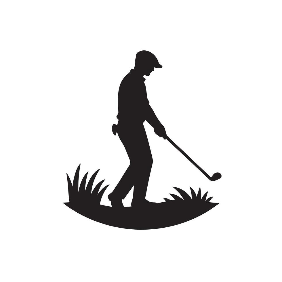 silhouette golfer playing golf on the field vector