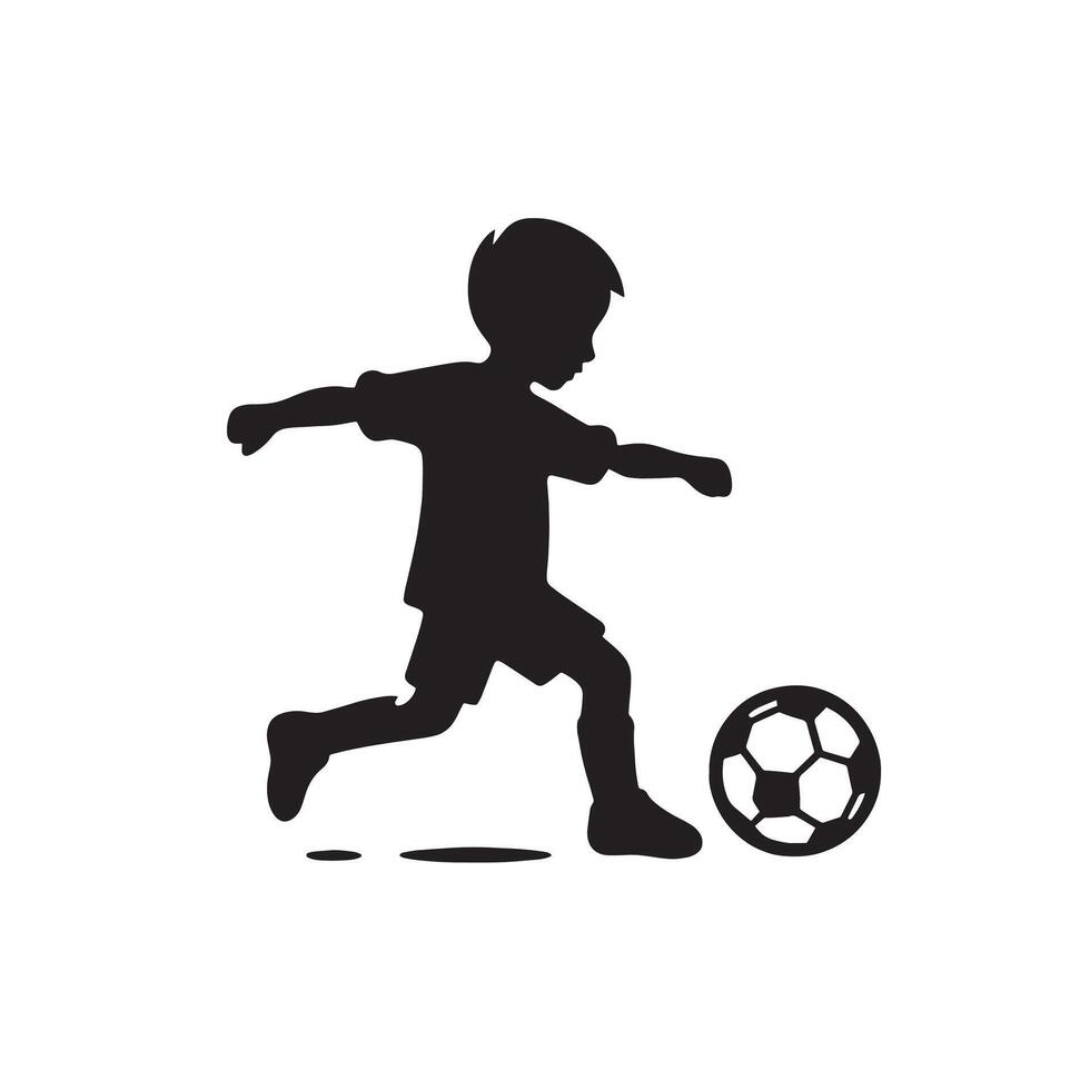 silhouette kid or boy playing ball vector