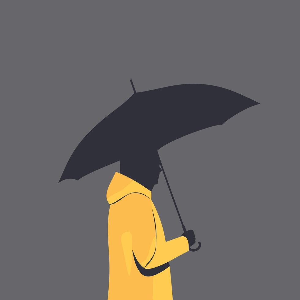 Solitary Figure Under an Umbrella on a Gloomy Day vector