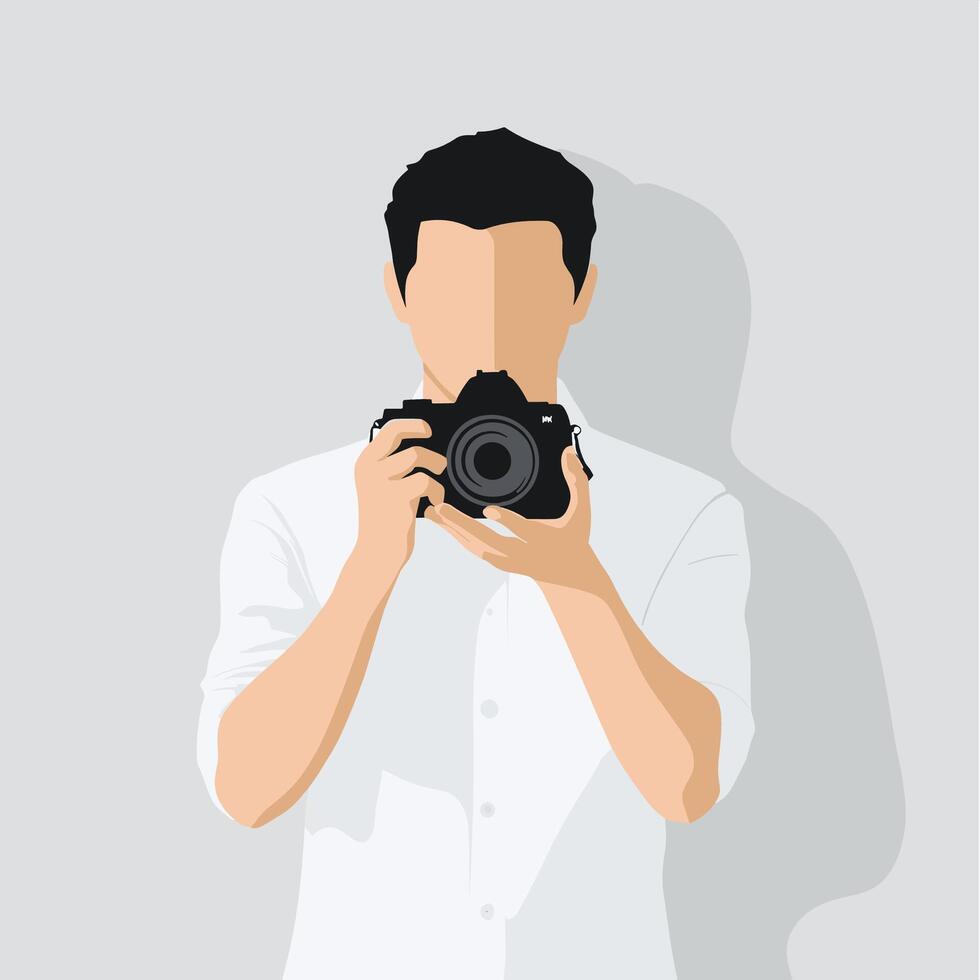 A Photographer Taking a Picture with DSLR Camera vector
