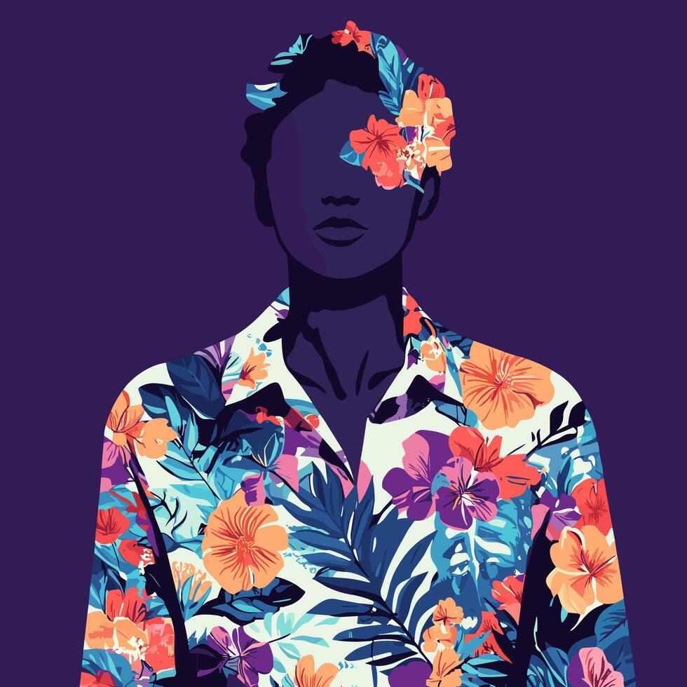 Floral Fashion Portrait. A Silhouette in Vibrant Bloom vector