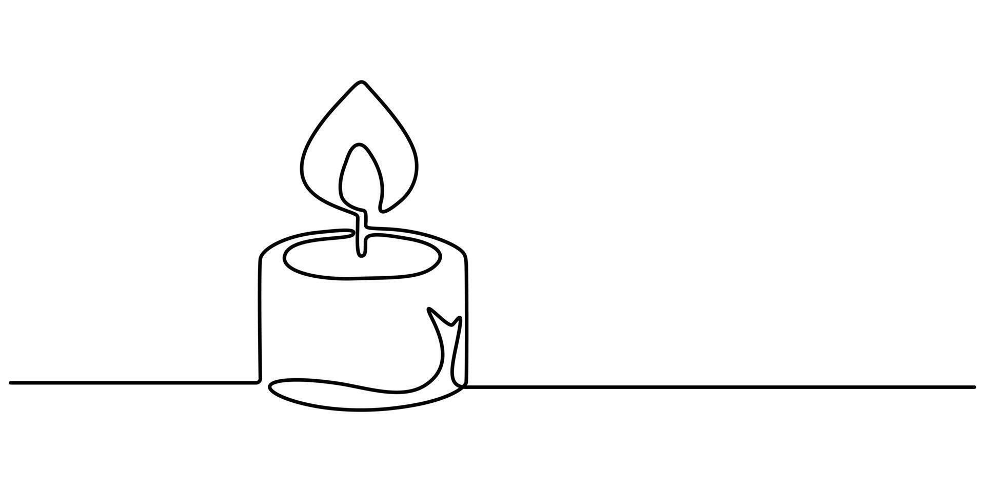 Continuous one line drawing candle illustration vector