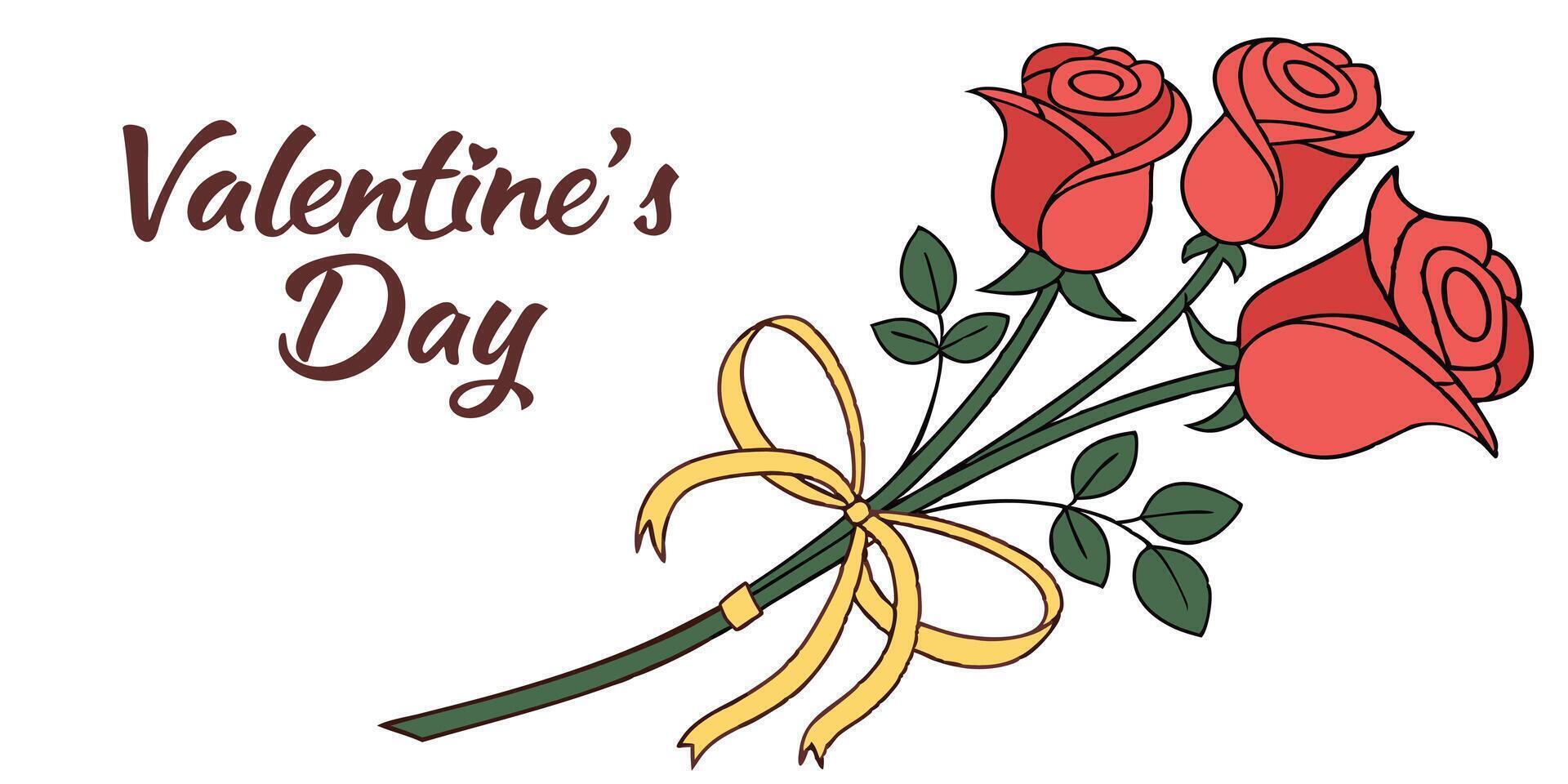 Romantic background with a bouquet of red roses ti full of romantic and artistic elements perfect for Valentine's Day and creative designs. vector