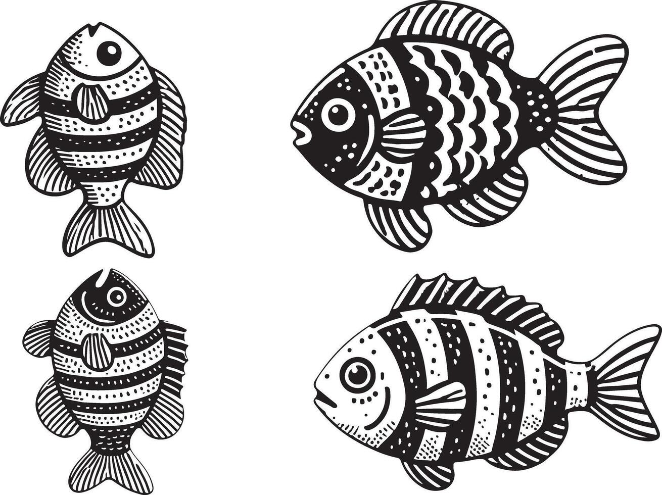 a black and white fish with a white line that says fish. vector