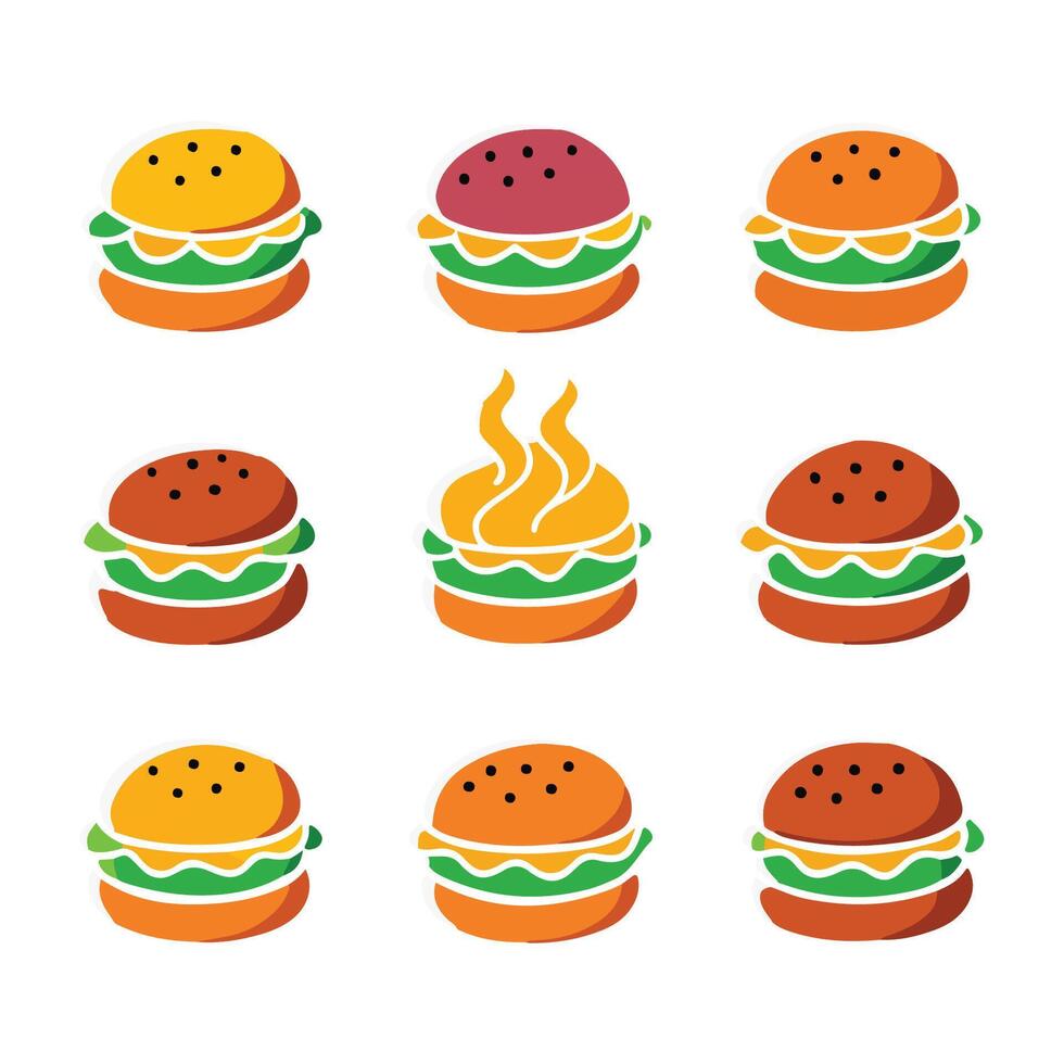 Set of burger icon art illustration vector