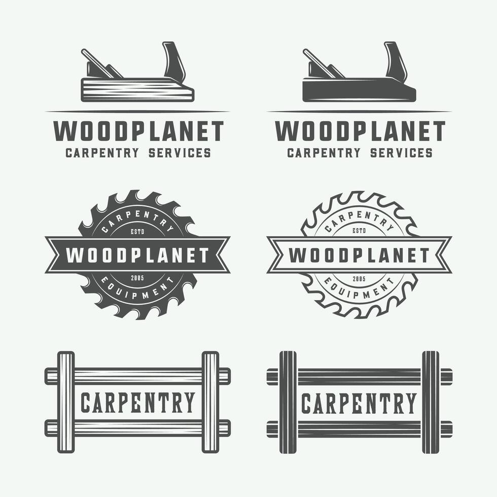 Woodworking logo design set illustration vector