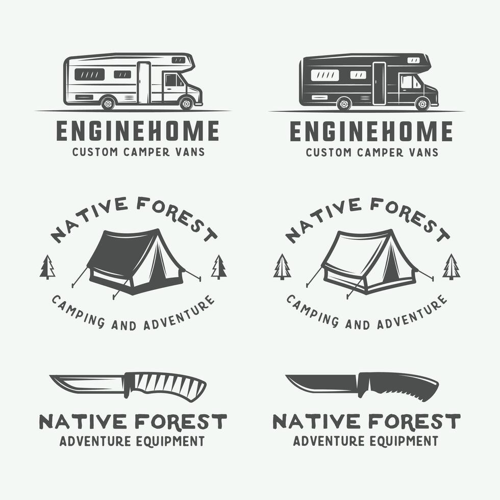 Four different logos for camping and camping vector