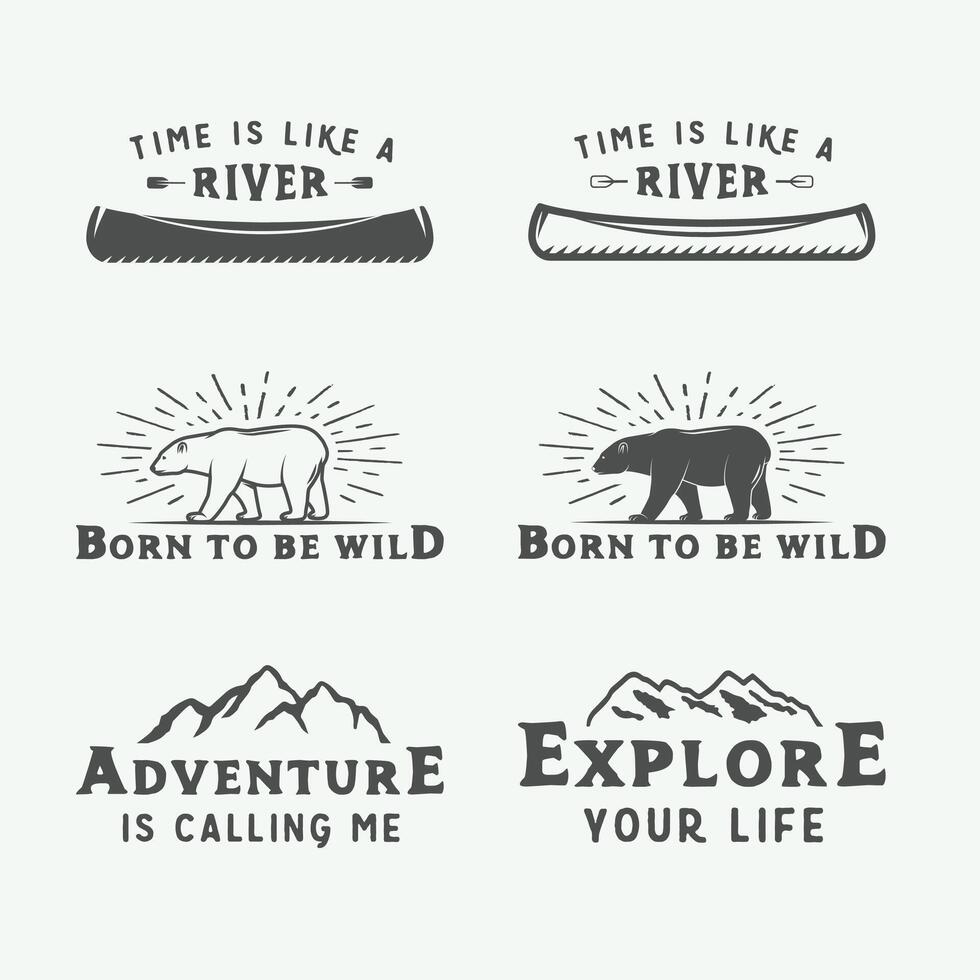 Vintage style labels for adventure, travel and nature vector