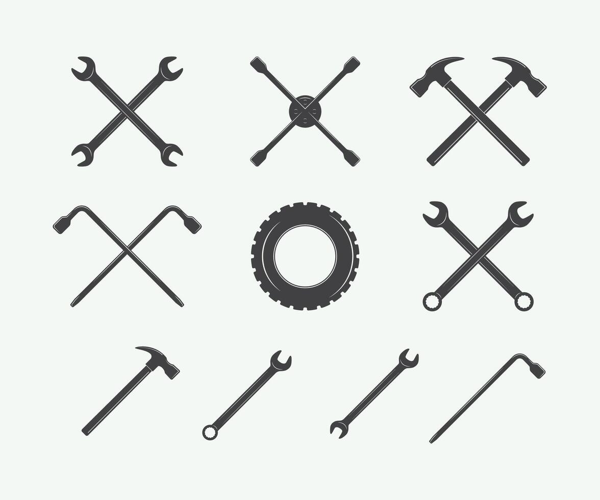 Various tools and tools icons on a white background vector