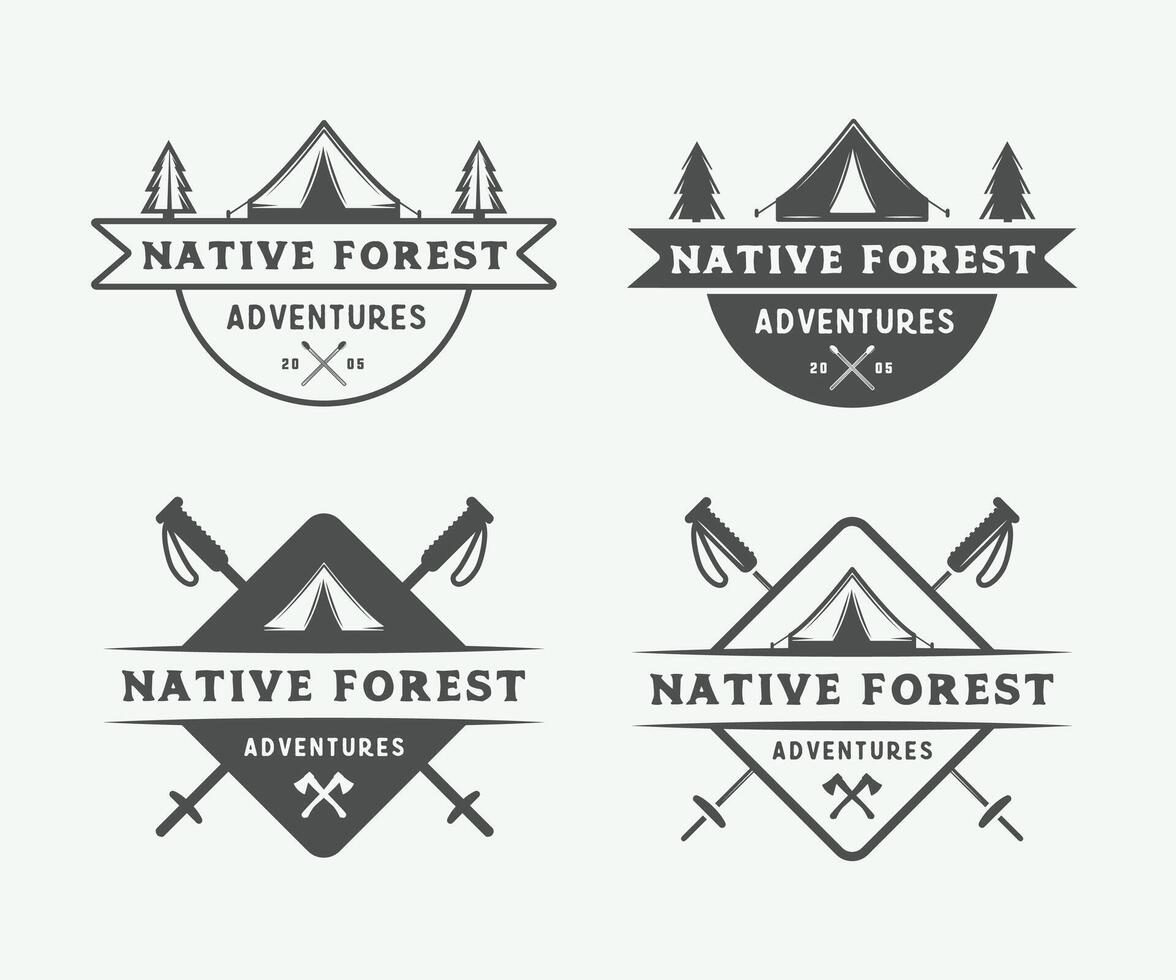 Four logos for native forest vector
