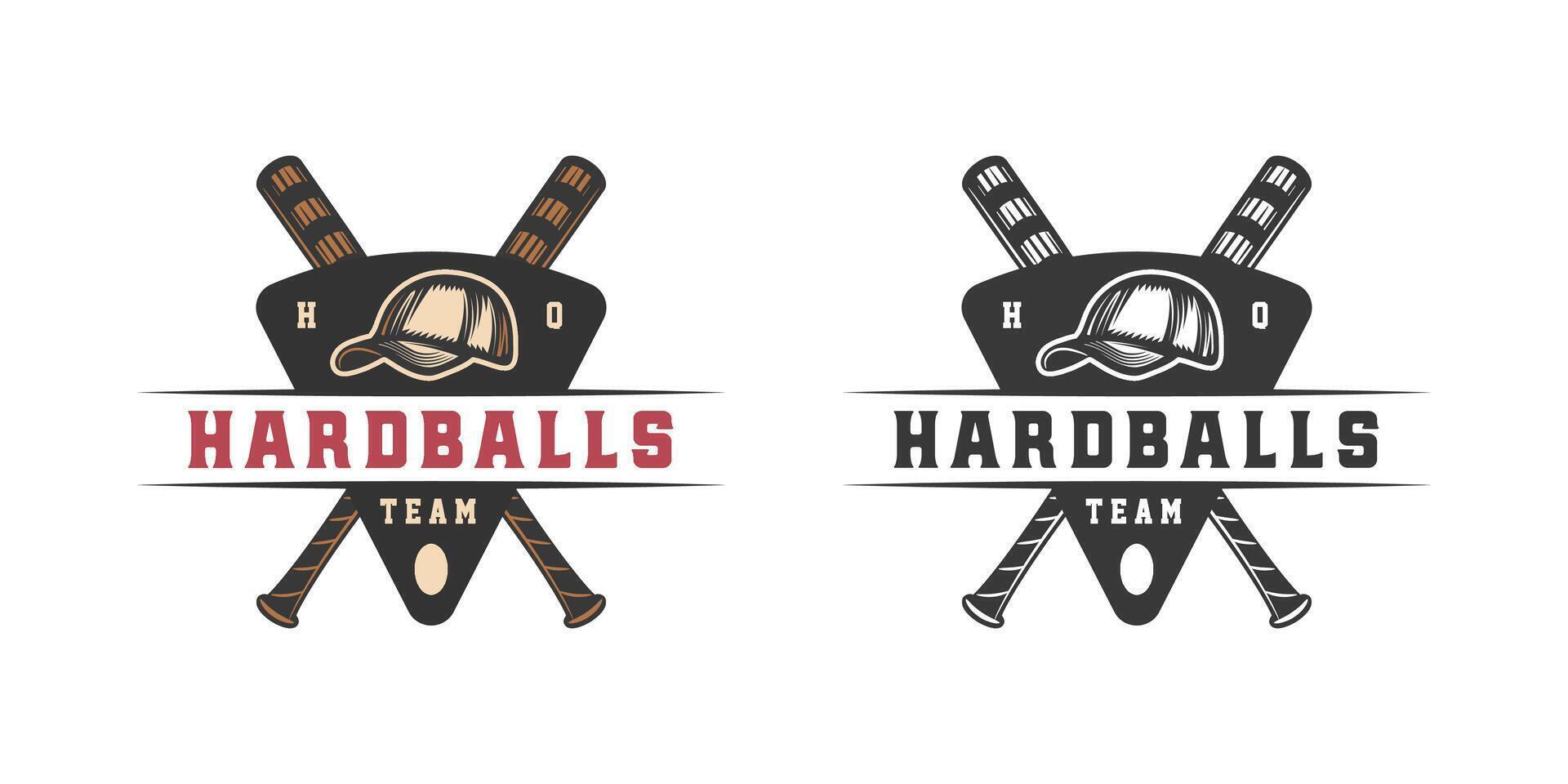 Old-School Baseball Crest Designs with helm and bats vector