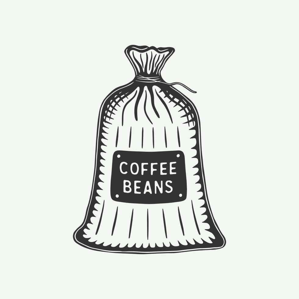 A bag of coffee beans with the word coffee beans written on it vector
