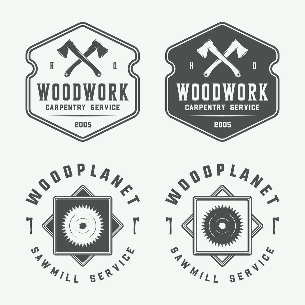Woodwork logo design set illustration vector