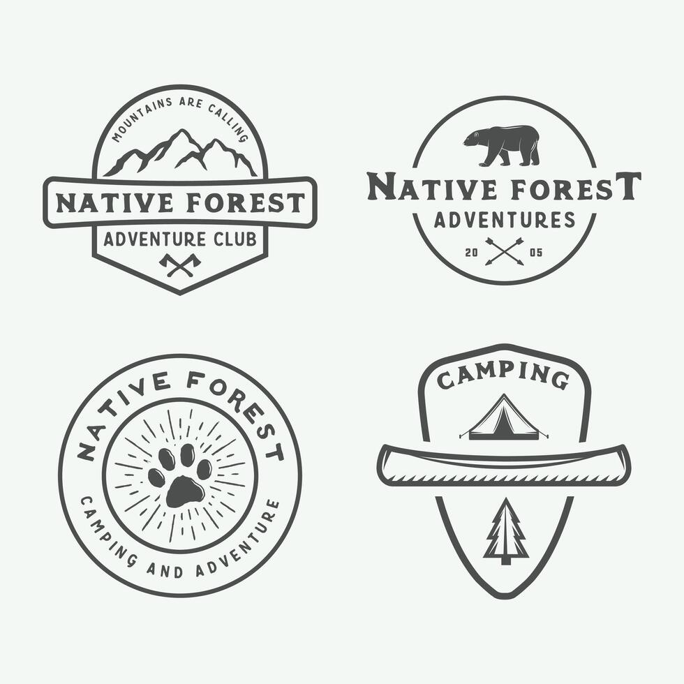 Four different logos for native forest adventure club vector