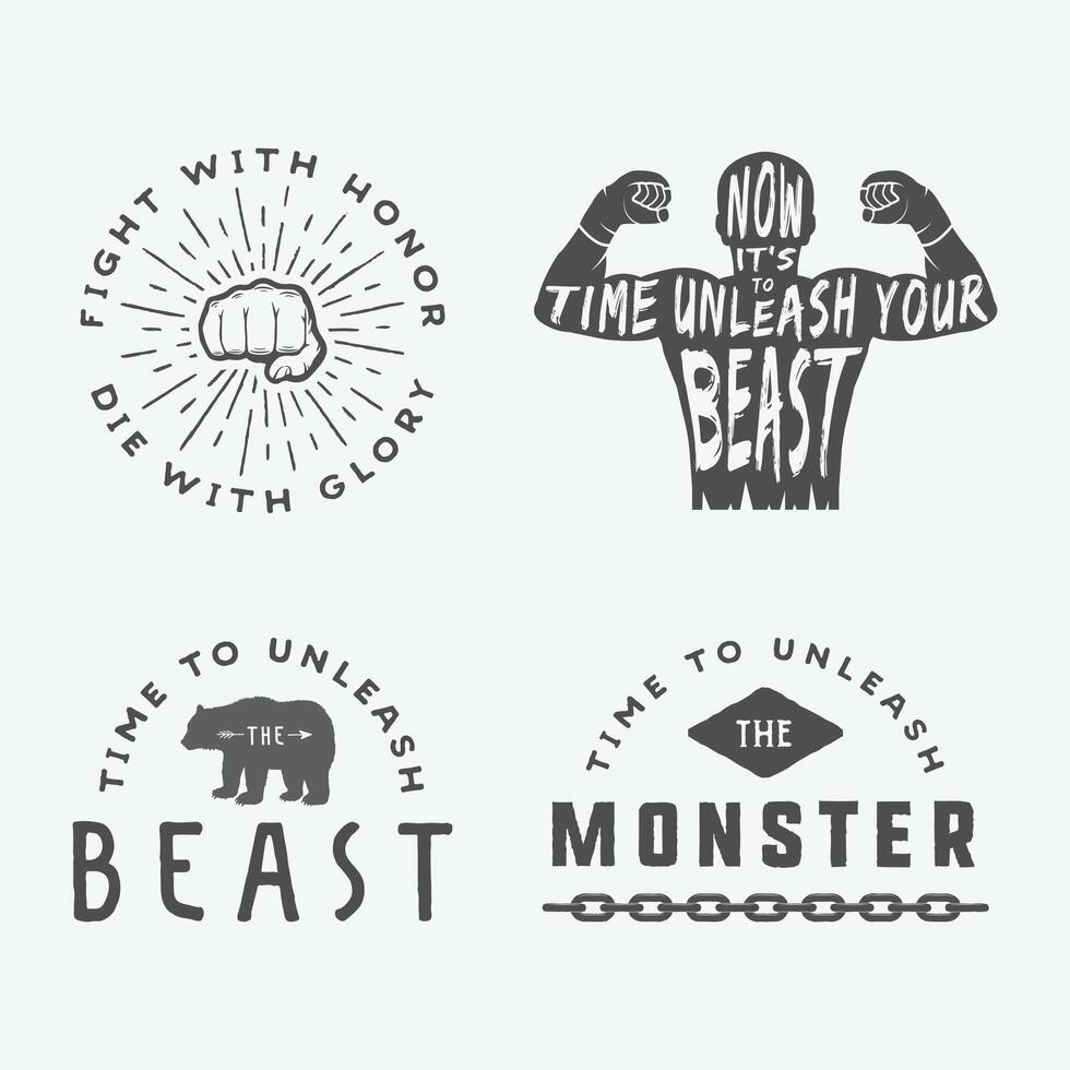 Four different logos for the monster vector