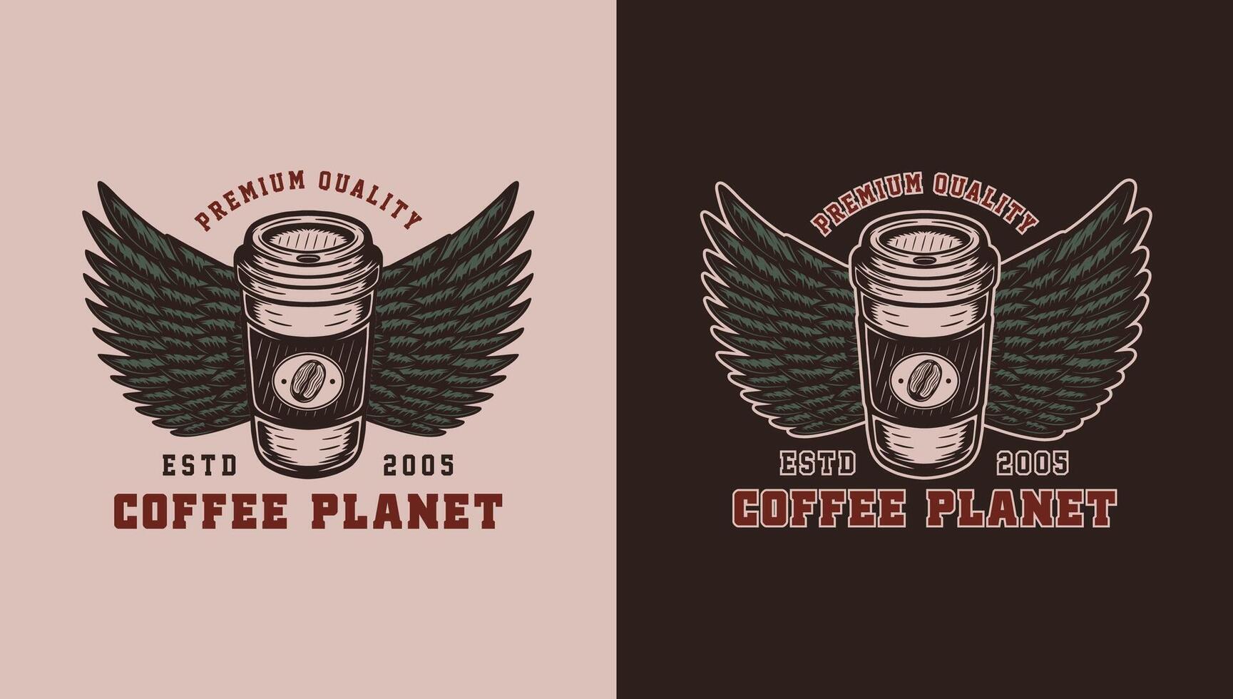 Two different logos for coffee planet vector