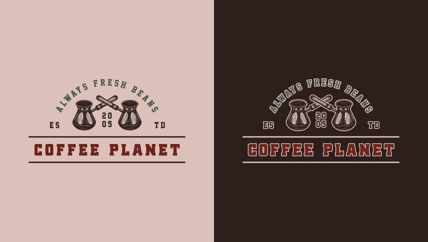 Two logos for coffee planet and coffee planet vector