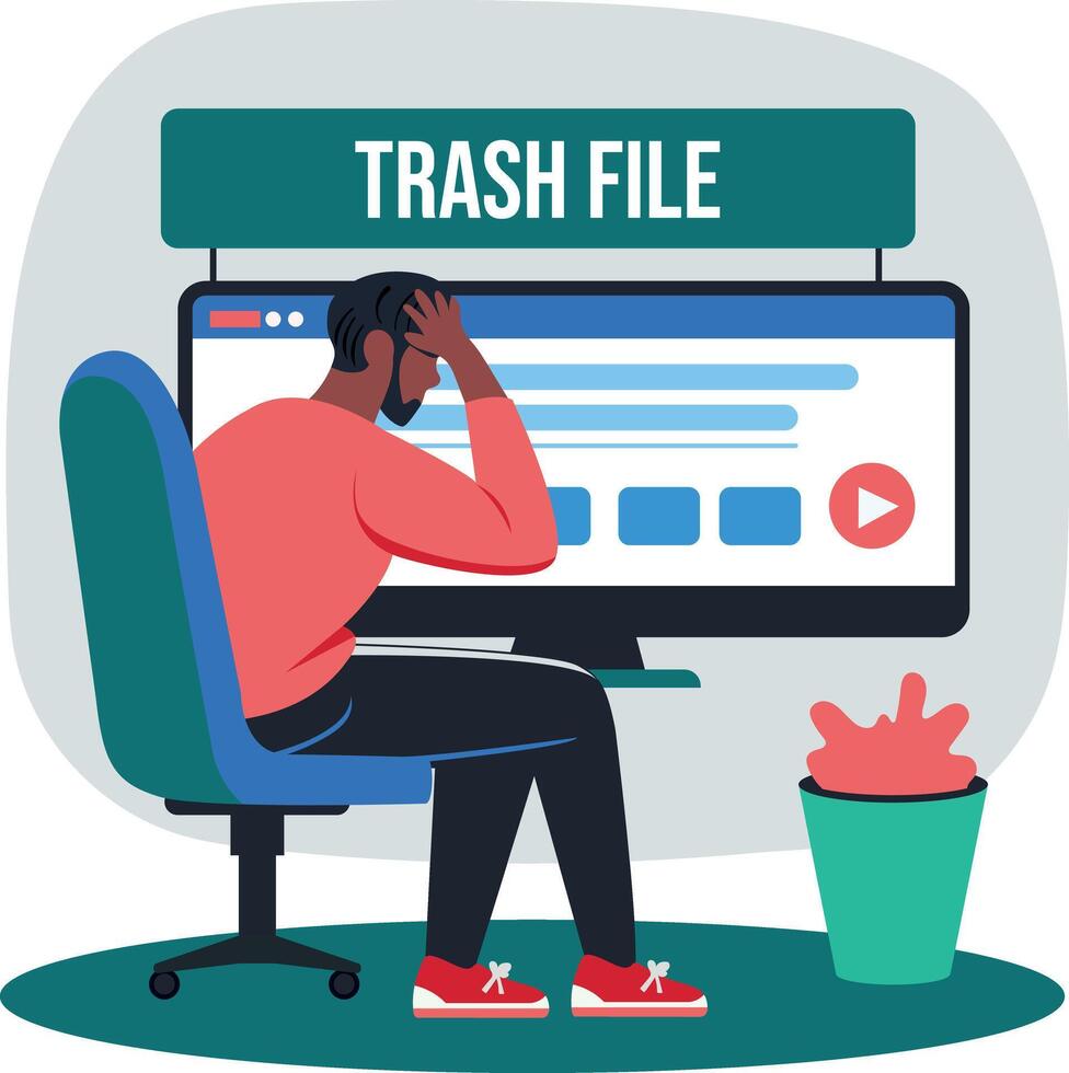 Distraught illustration of character in flat style vector