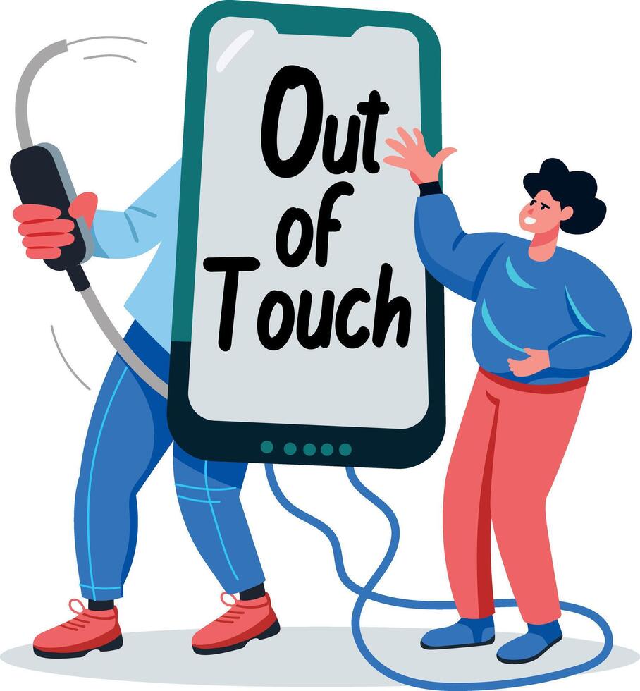 A character based flat illustration of disconnected mobile vector