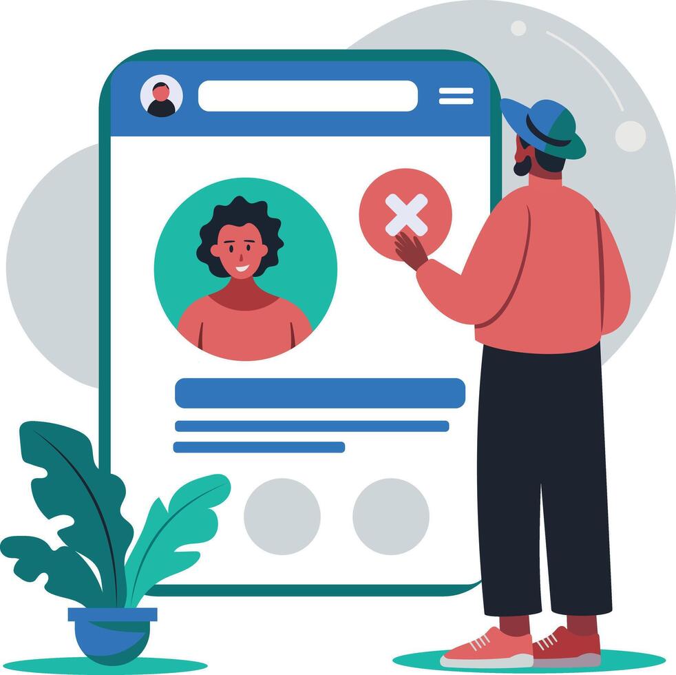 A flat illustration of a character having profile error vector