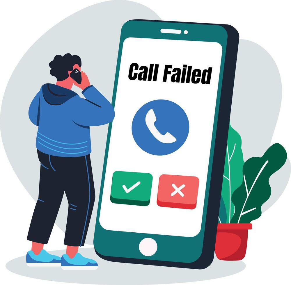Call failed illustration of a character in flat style vector