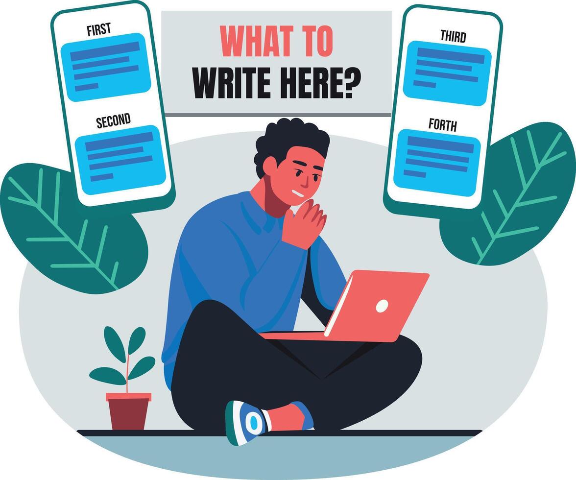 Boy thinking illustration in flat style vector