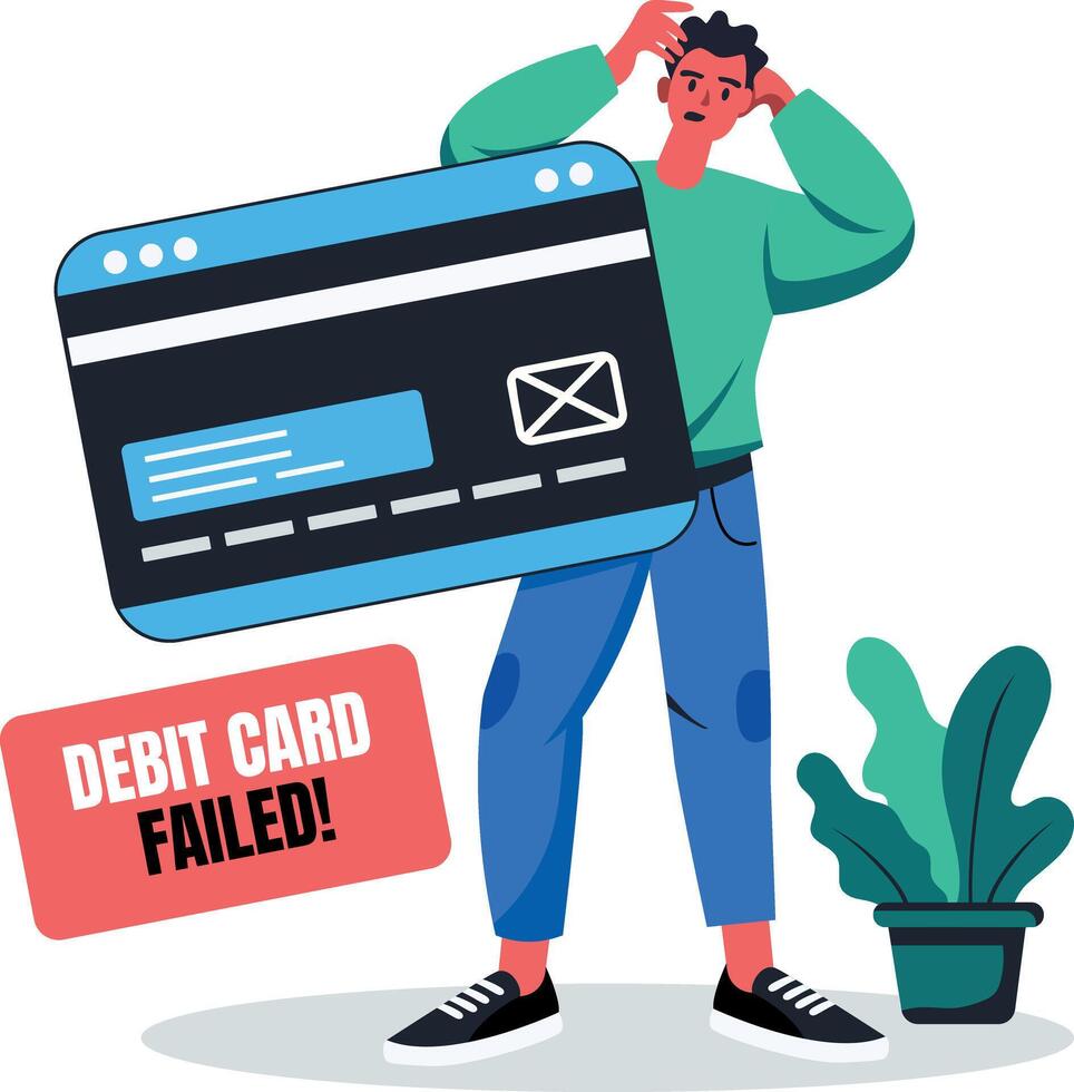A flat illustration of character having card error vector