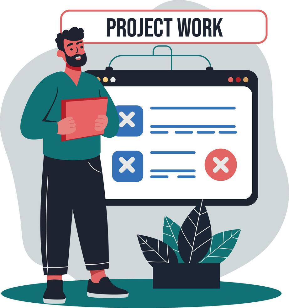 Project failure illustration of a character in flat style vector