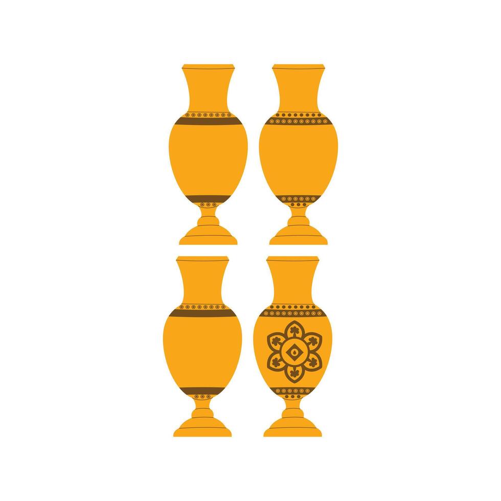traditional clay flower vase place with ornamental mandala vector