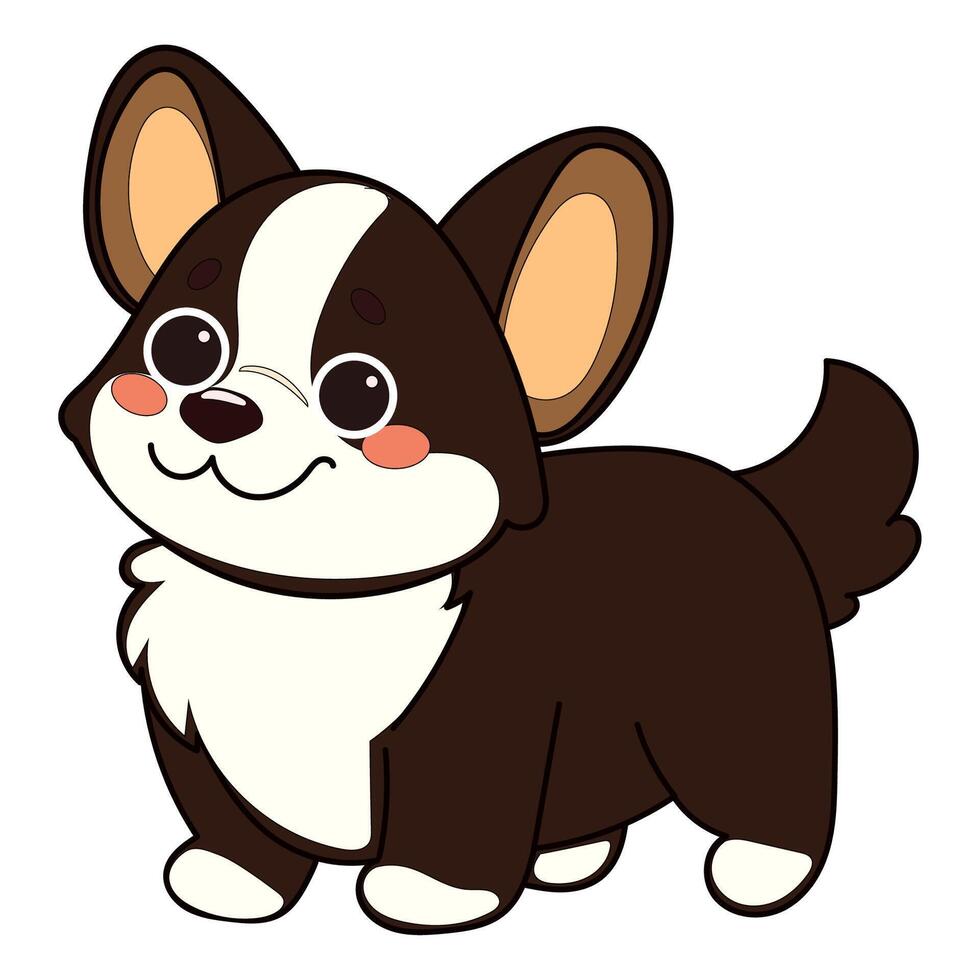 Kawaii Funny Corgi Dog Puppy Character Icon. Funny Cute Domestic Dog Animal Cartoon Doodle Element. Small Kawaii Fluffy Home Mascot. Positive Childish Decoration Symbol vector