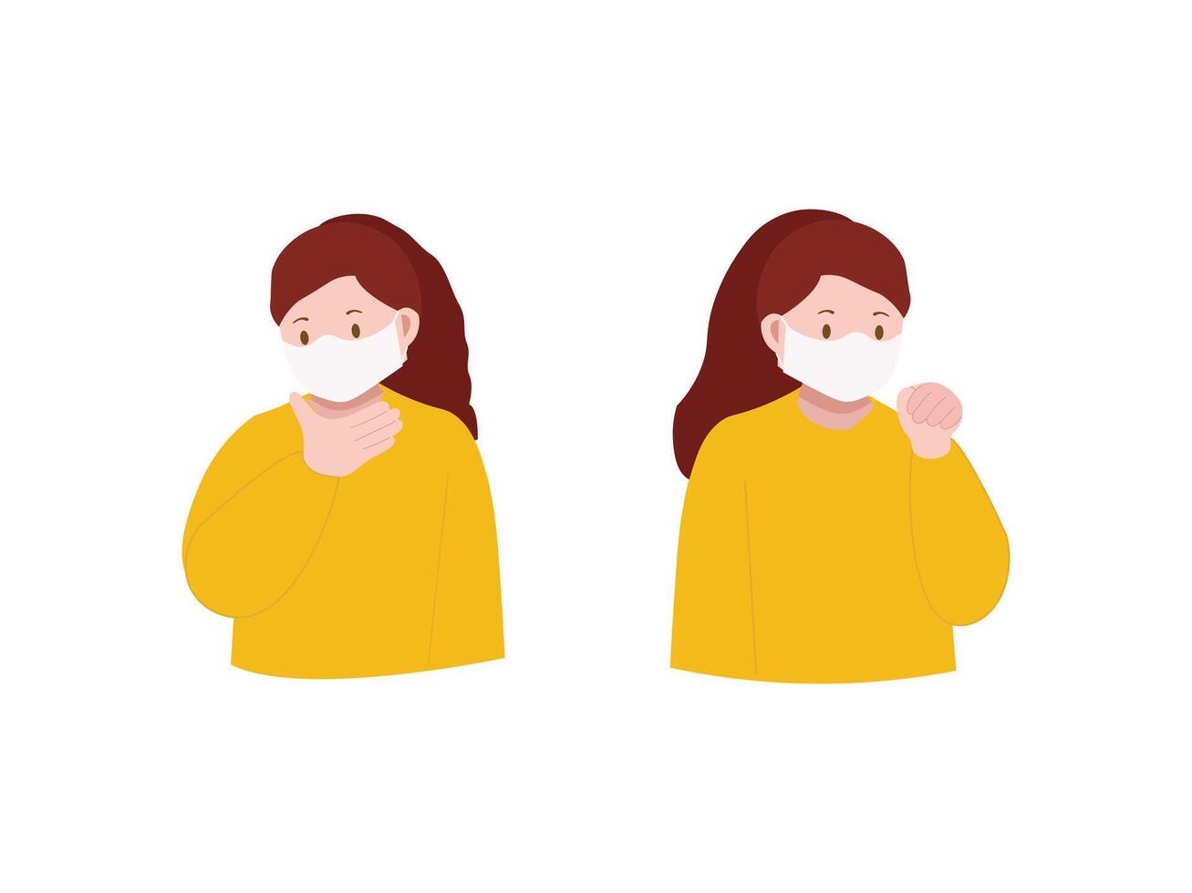 Woman wearing mask because of pollution vector