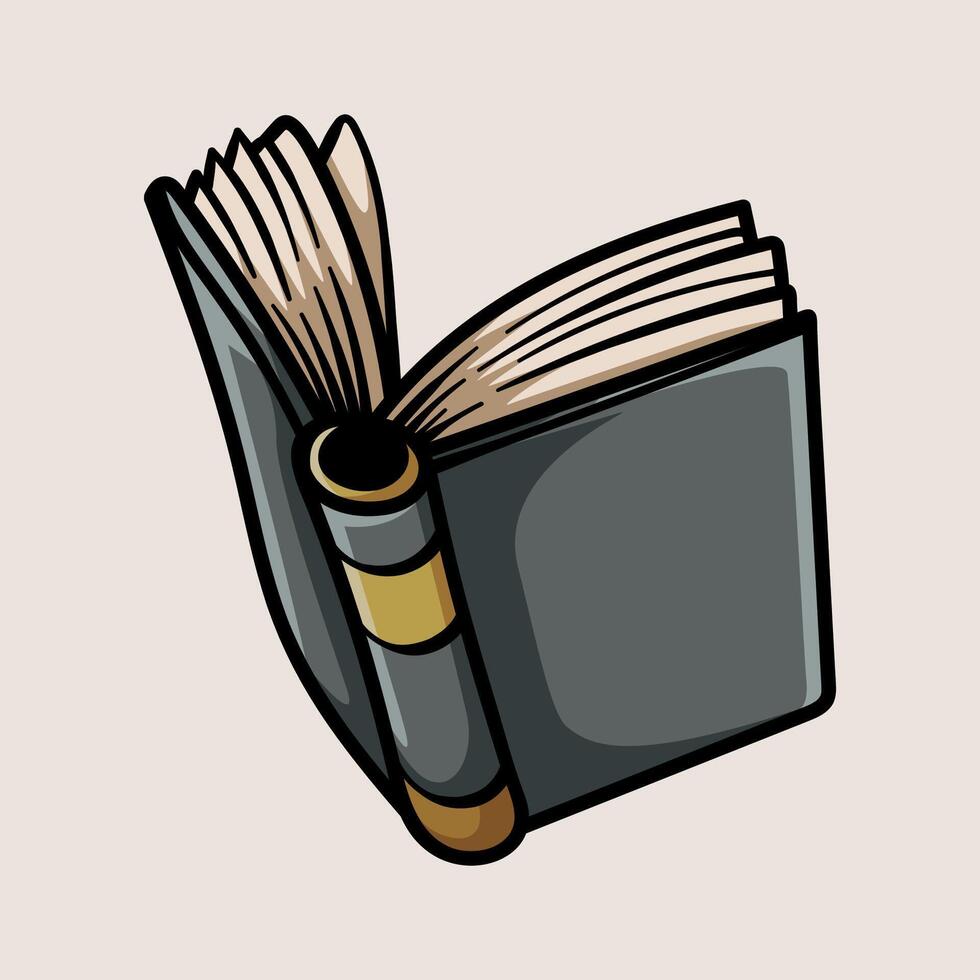 big opened book isolated colored drawing line art style sketch classic vintage design illustration vector