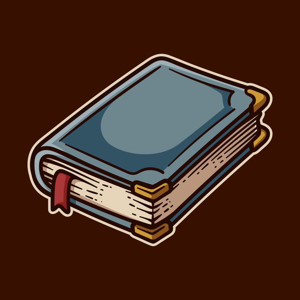big closed old book isolated colored drawing line art style sketch classic vintage design illustration vector