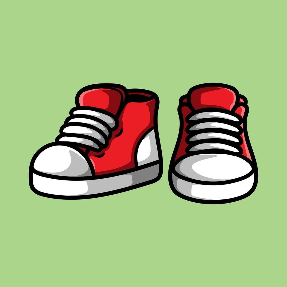 red kid shoes cartoon isolated colored drawing line art style sketch classic vintage design illustration vector