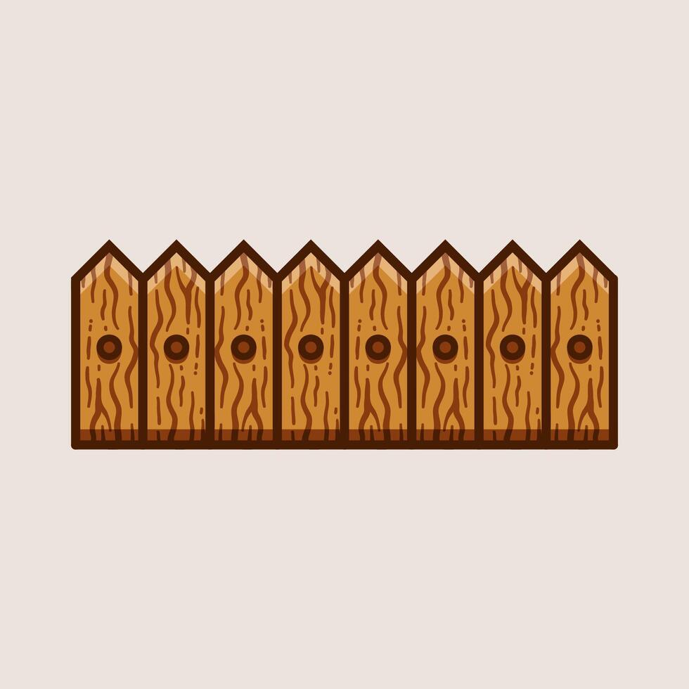 wooden old fence isolated colored drawing line art style sketch classic vintage design illustration vector