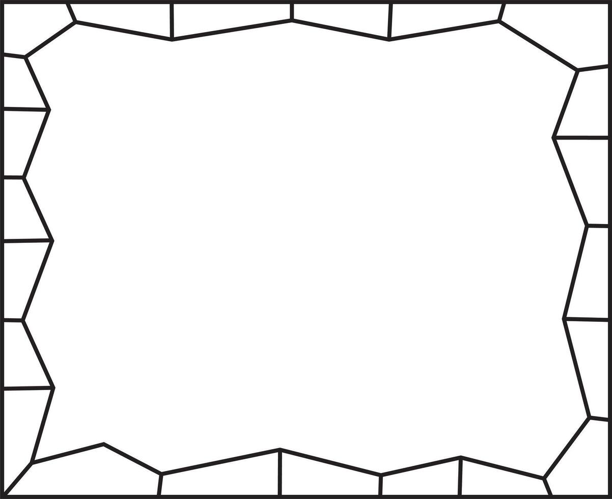 Cute horizontal border consists of various tiles. Black lines and white background. Empty space for picture or text. vector