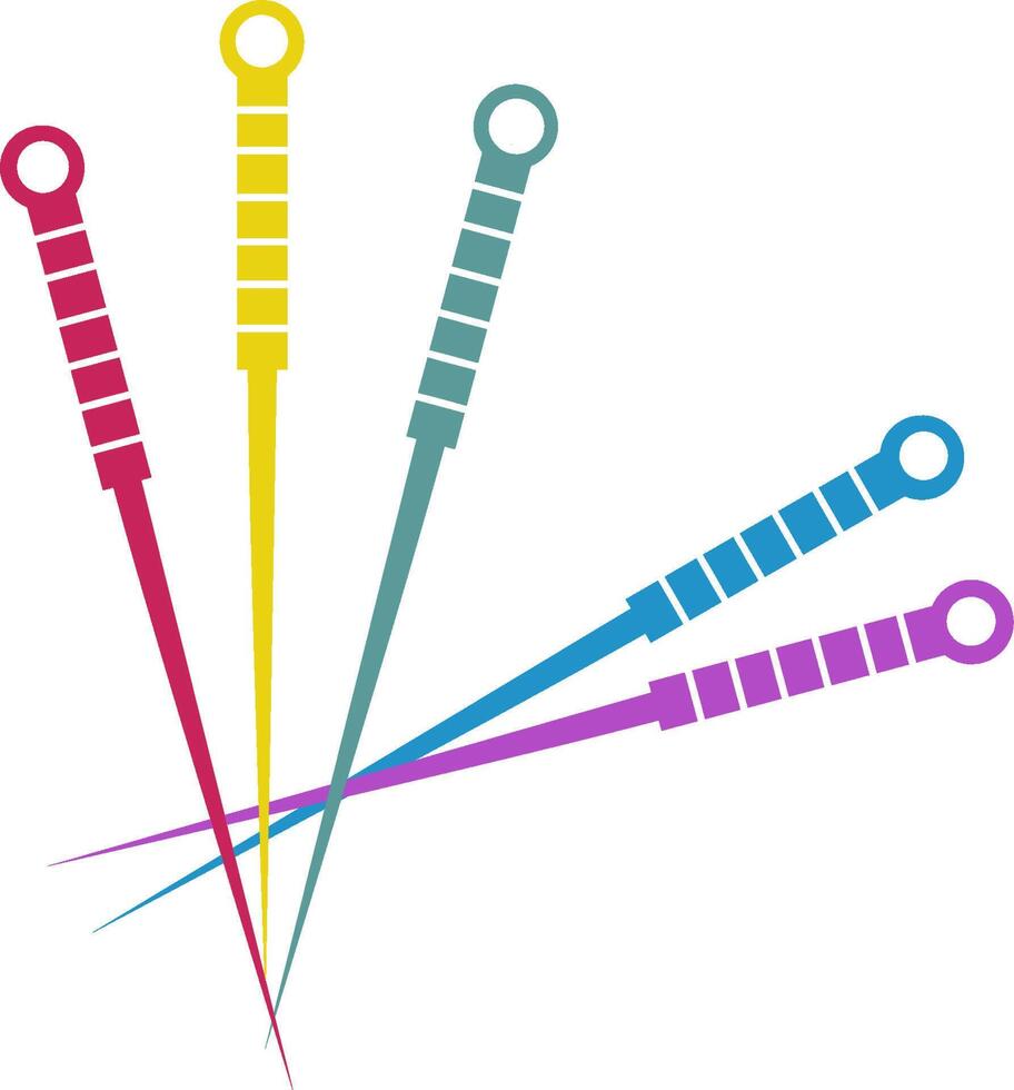 Five Acupuncture Needle With Five Different Color icon logo. vector