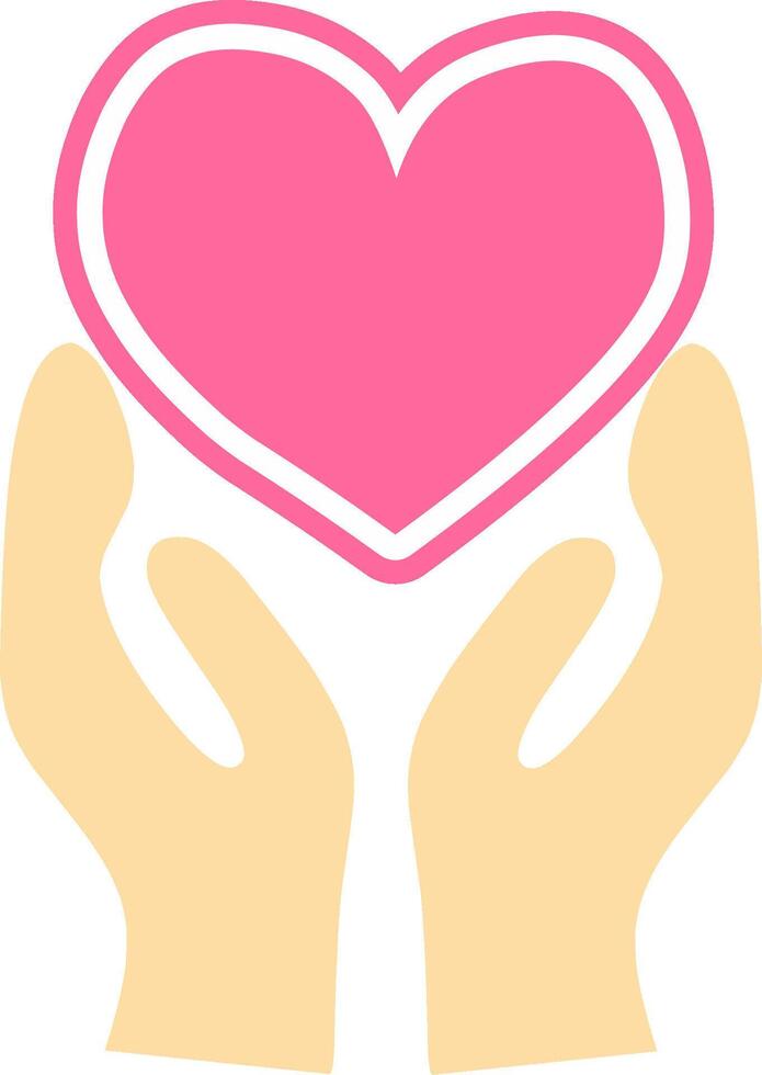 Hands hold love heart shape showing humanity illustrationn vector