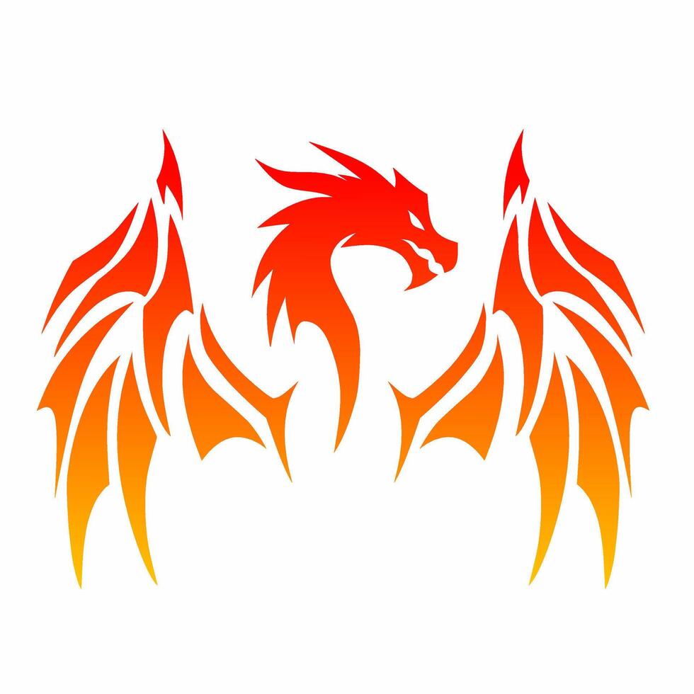 illustration graphics of tribal art design abstract tattoo Dragon head with two wings vector