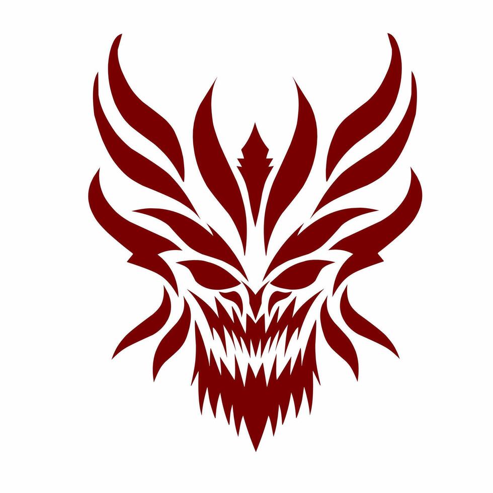 illustrations graphic of tribal art design devil head face tattoo vector