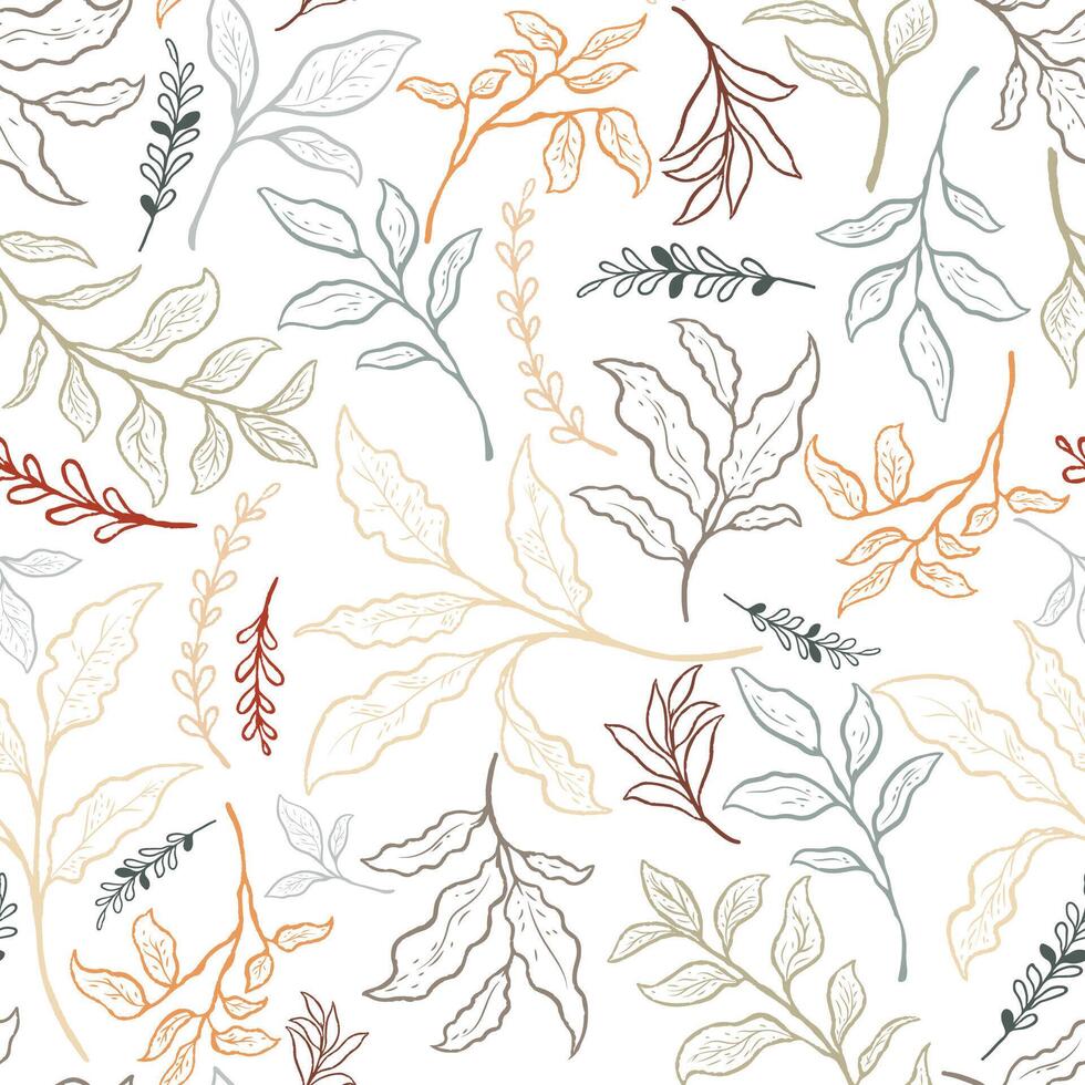 A hand-drawn leaf design arranged in a minimalistic pattern vector