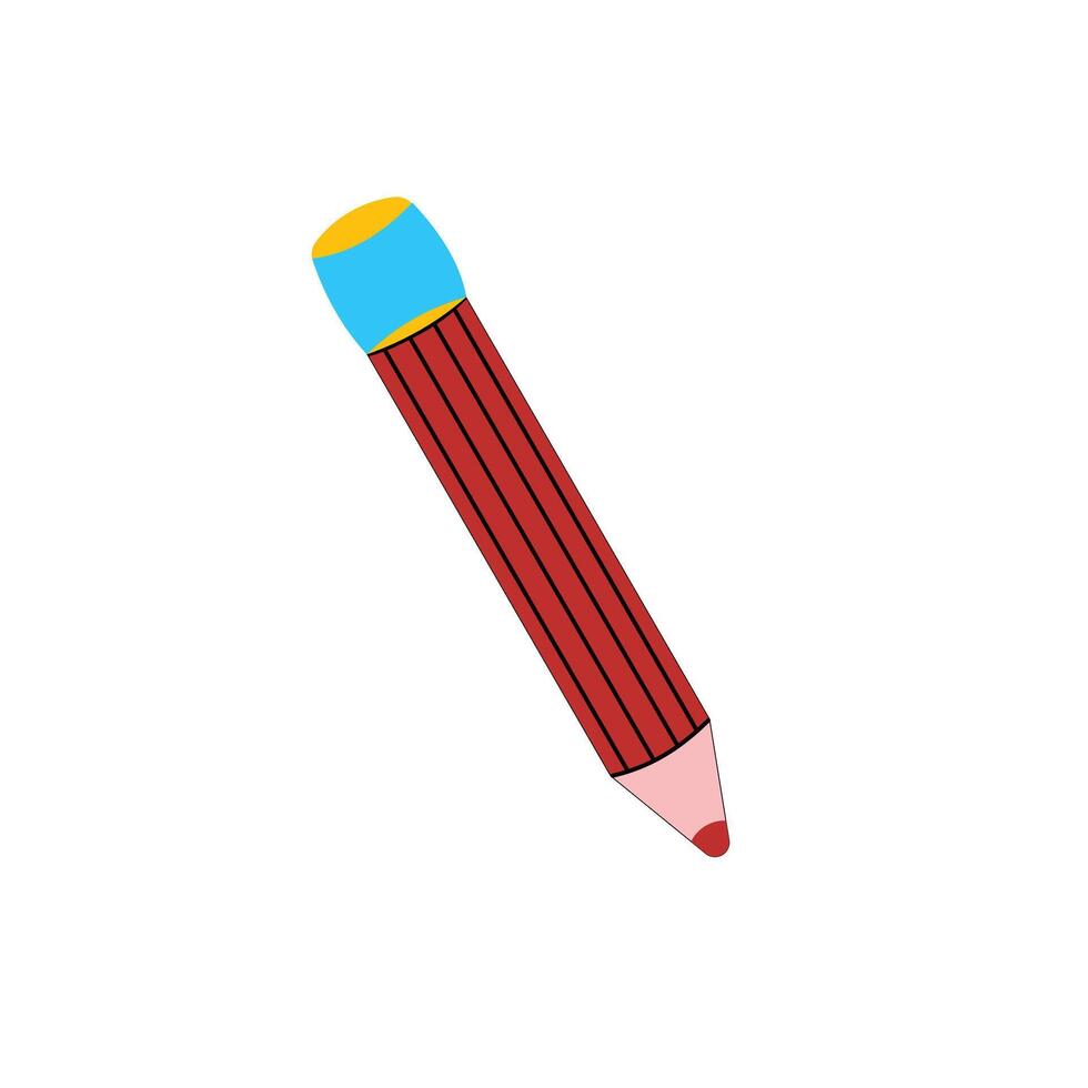 Pencil icon. Flat illustration of pencil icon for web design. Pencil sign illustration. Red icon on white background. Education design element vector