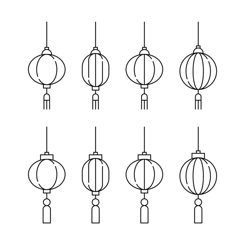 Outline Lamp Chinese Lunar New Year Design vector