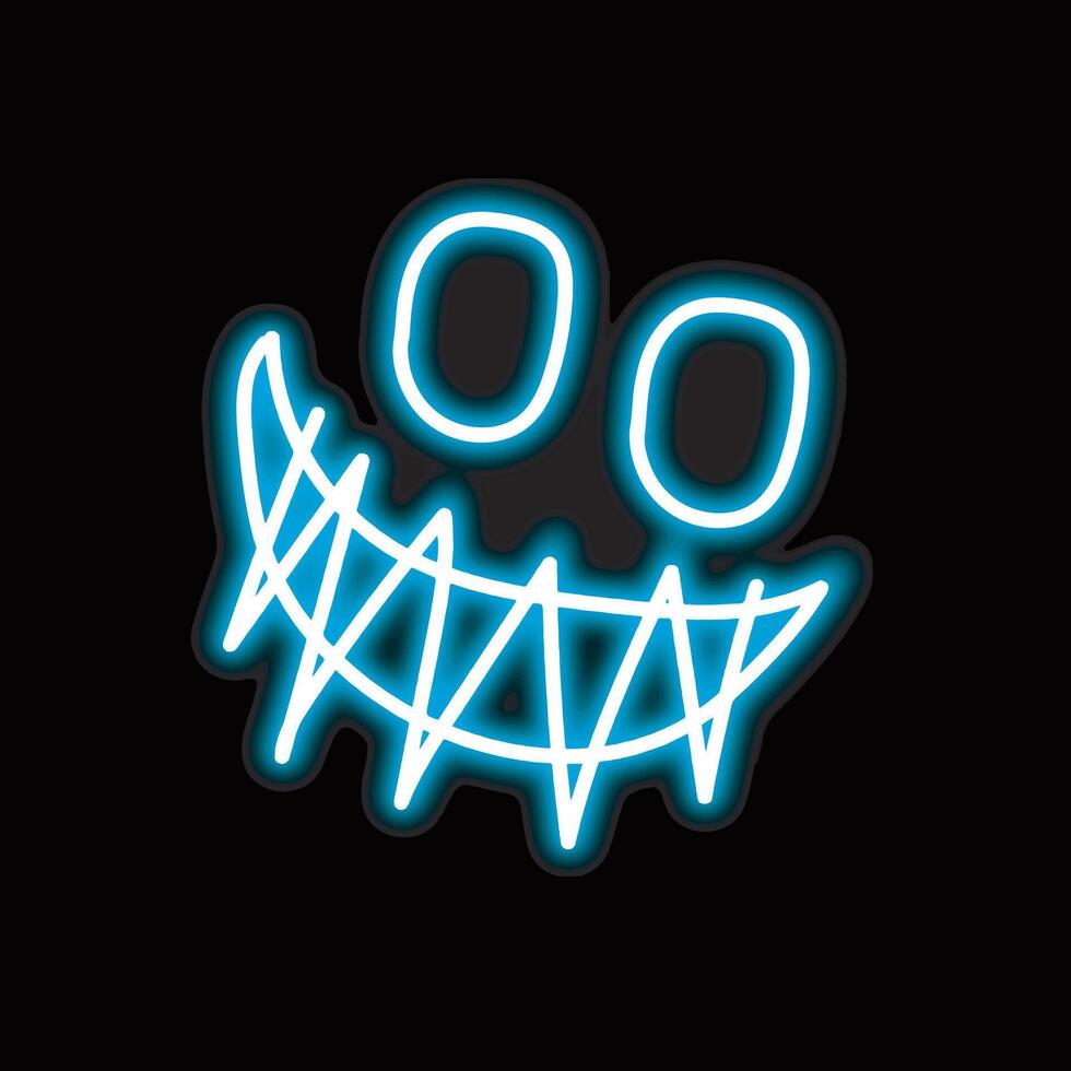mouth and eyes with neon isolated on black background. vector