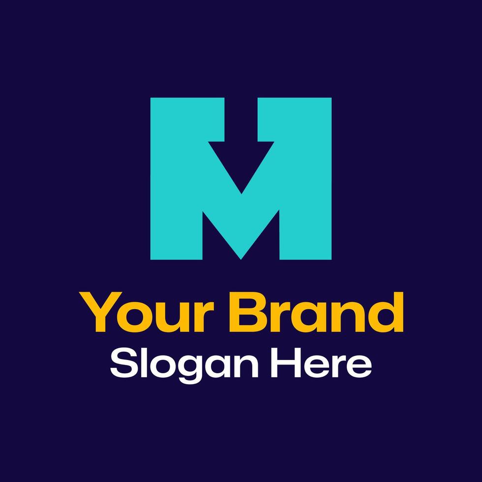 the combination of the downward arrow and the letter m in the logo vector