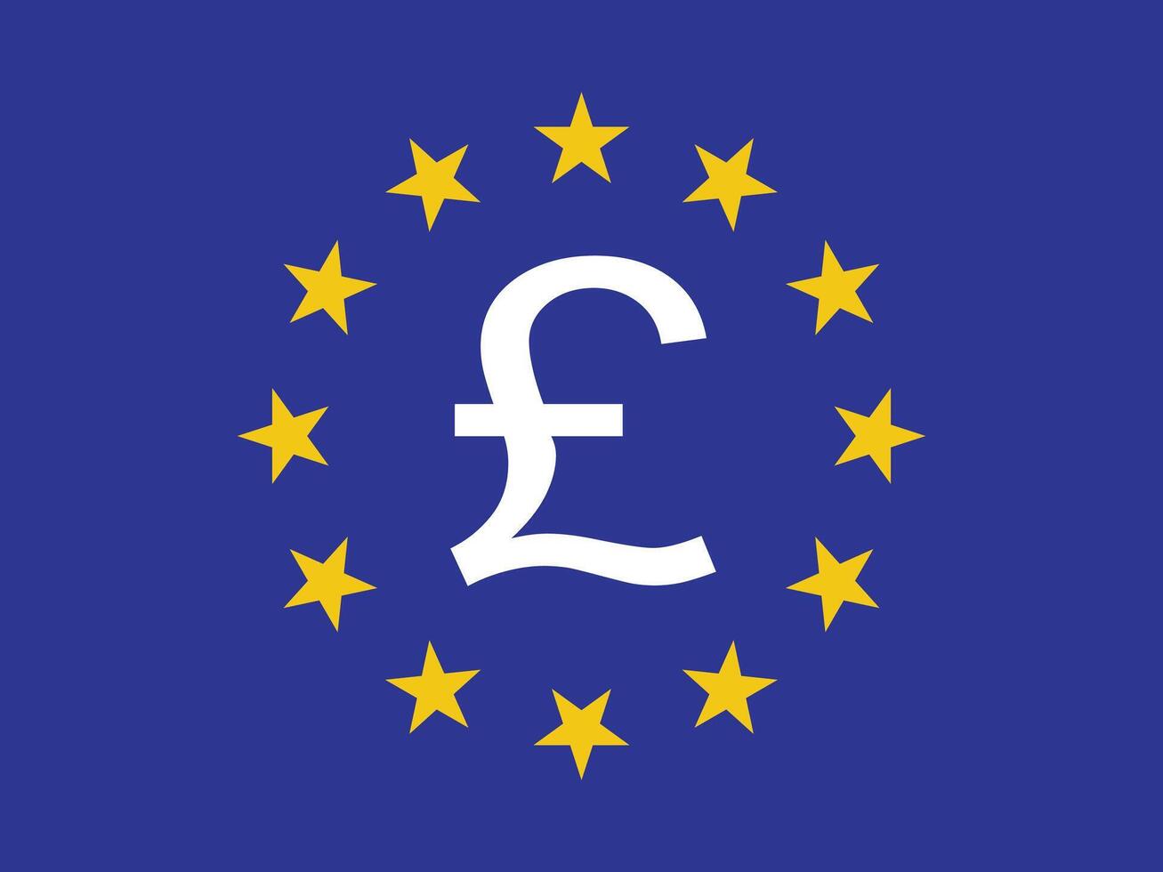 Euro Pound Currency Symbol on European Union Flag. A symbol of pound. vector